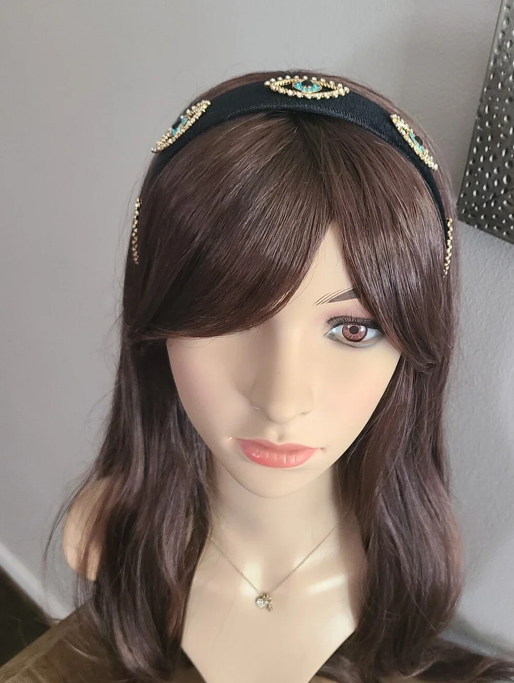 🧿 Evil Eye Jeweled Velvet Black Headband